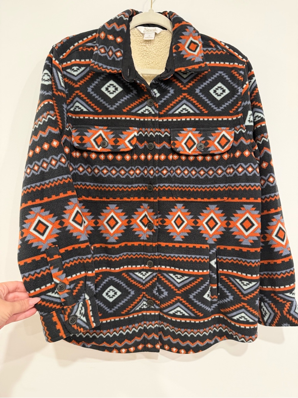 Natural Reflections Men's Aztec Southwestern Sherpa‎ Fleece Shacket Size Medium